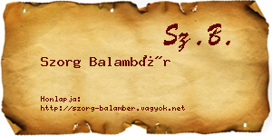 Szorg Balambér névjegykártya